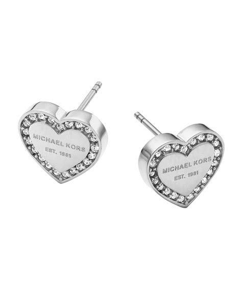 michael kors silver heart earrings